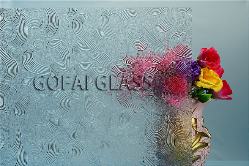 May Flower clear patterned glass