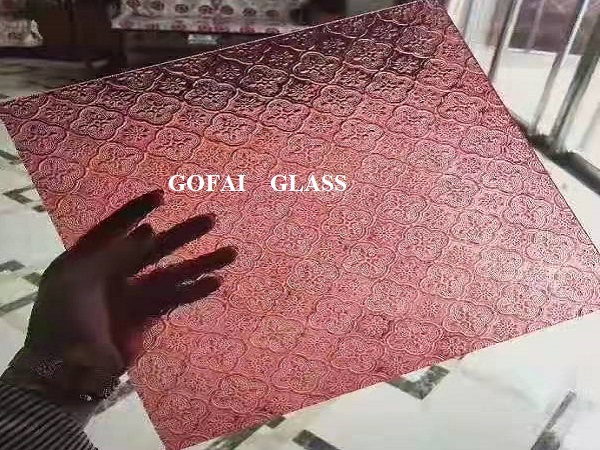 Patterned Glass / Texture Glass / Rolled Figured Glass/Cathedral Glass Pink Colour