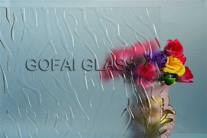 Flame clear patterned glass