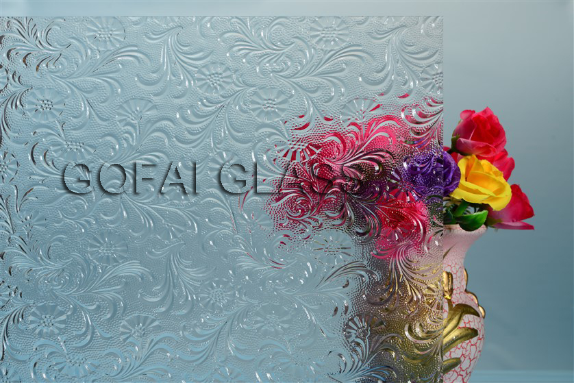 Floral clear patterned glass