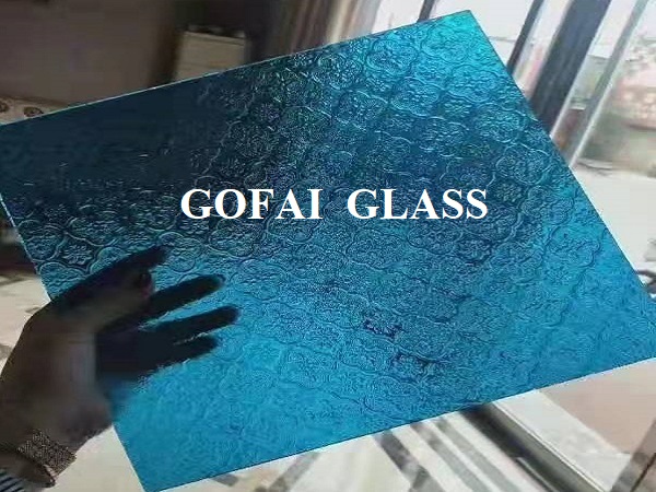 Patterned Glass / Texture Glass / Rolled Figured Glass/Cathedral Glass Blue Colour